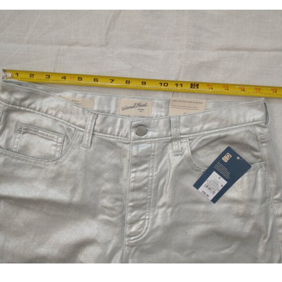 Universal Thread 90s Baggy Silver Metallic Denim Jeans - Women's Size 8 Regular - Picture 13 of 14